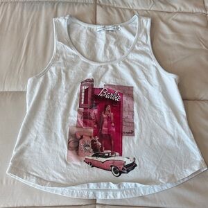 Barbie Graphic White Crop Top